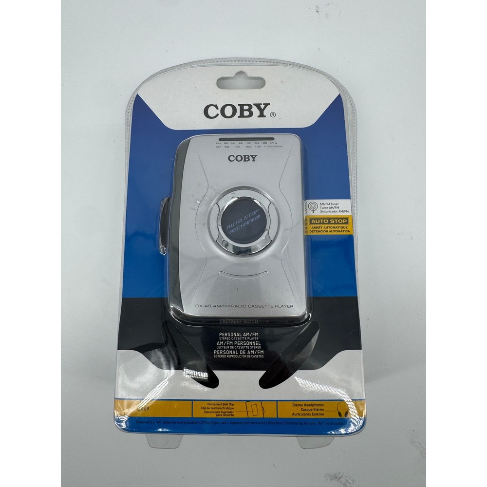 Coby CX-49 Personal AM/FM Stereo Cassette Player Silver New Sealed Vintage Tech